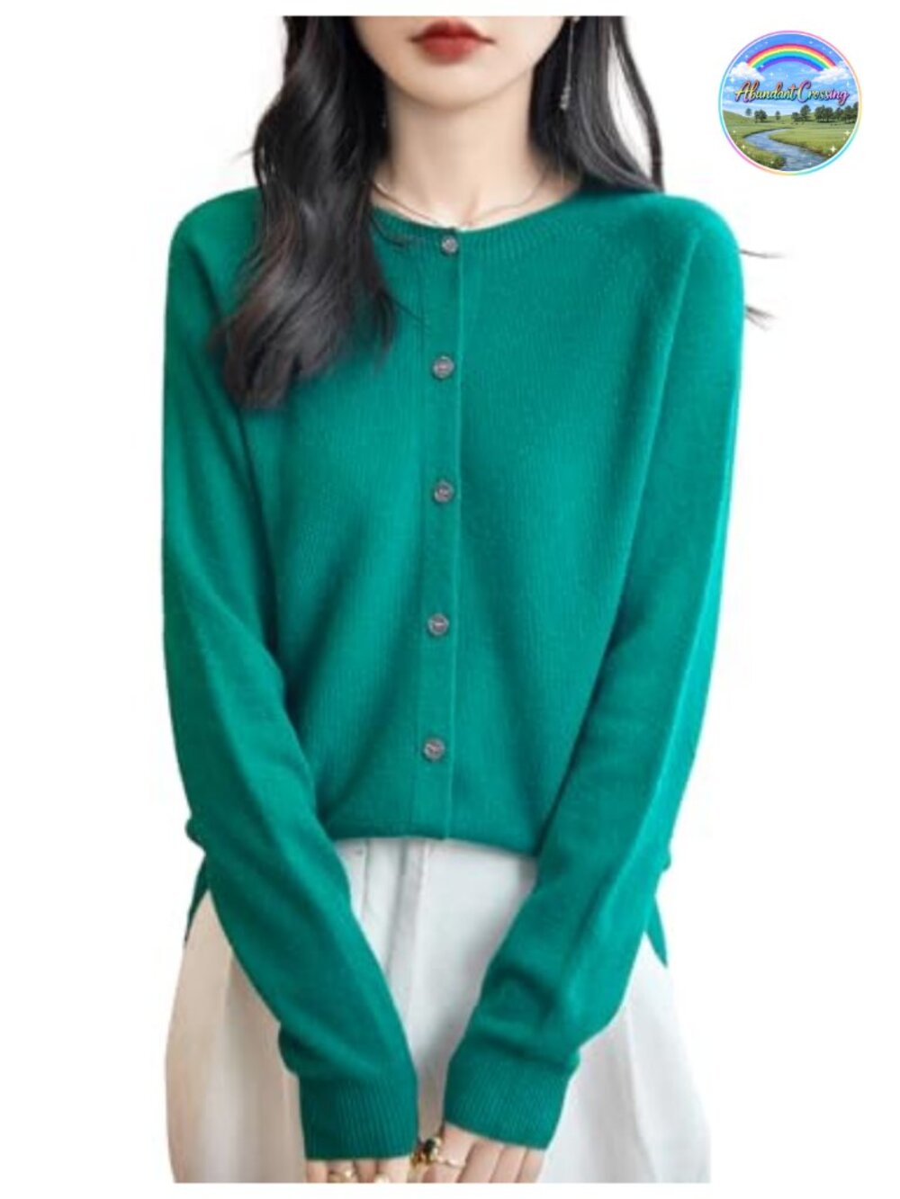100% Merino Wool Cardigan Long Sleeve Seamless Knit Sweater